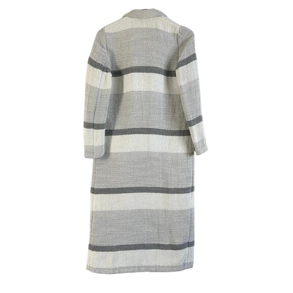 ZARA Striped Woven Duster Long Coat Wool Blend Gray - Picture 5 of 10